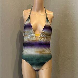 NWT Multicolor Halter One-Piece Swimsuit M